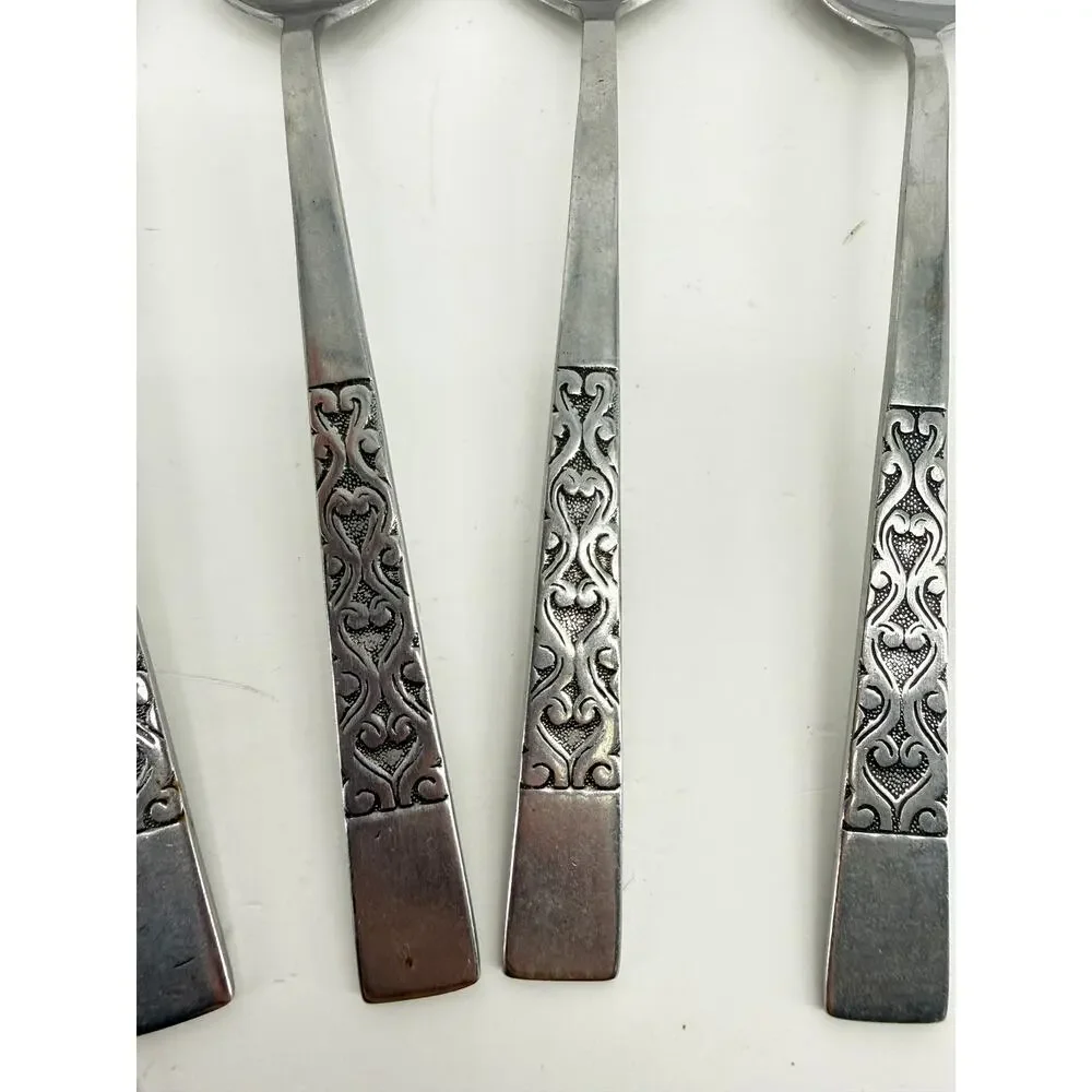 Vintage Celtic Scroll Tablespoons National Stainless Korea Lot 7 Replacement